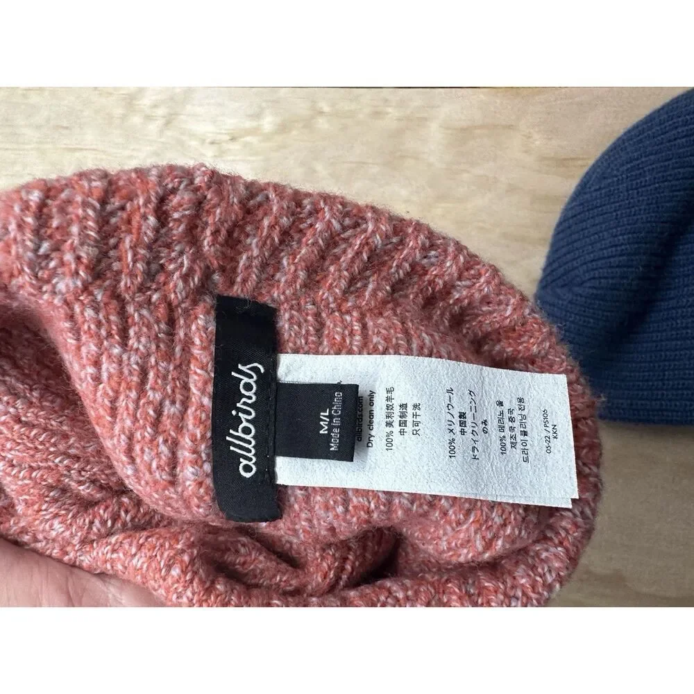 Allbirds ‎ Beanie Women’s Pink Pompom 100% Merino Wool